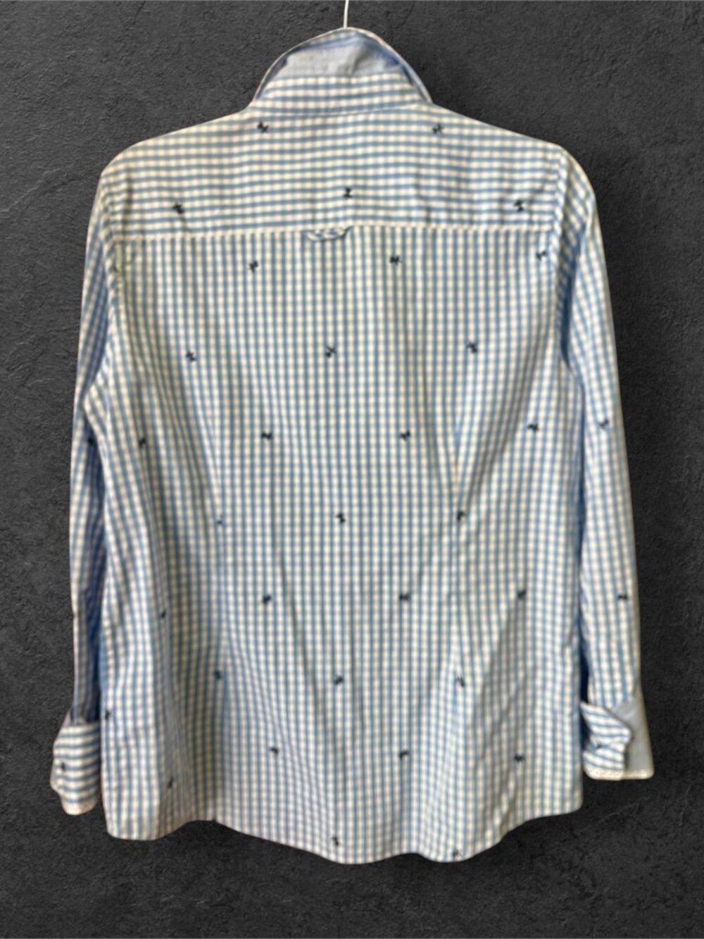 Brooks Brothers Blue & White Gingham Button-Down Shirt with Embroidered Flowers - Picture 2 of 5